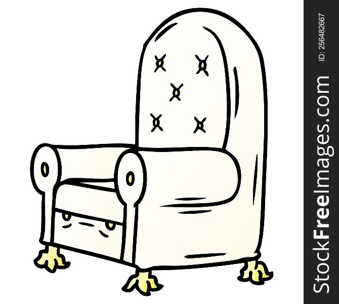 hand drawn gradient cartoon doodle of a blue arm chair