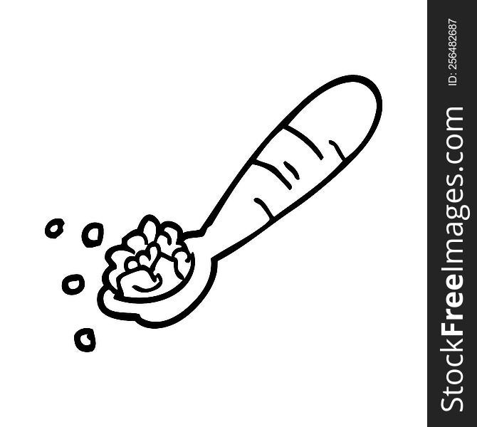 line drawing cartoon spoon of cereal