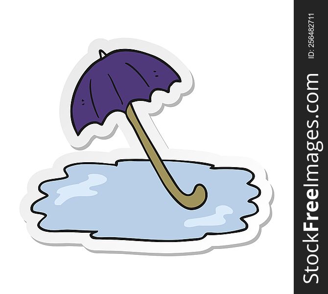 sticker of a cartoon wet umbrella