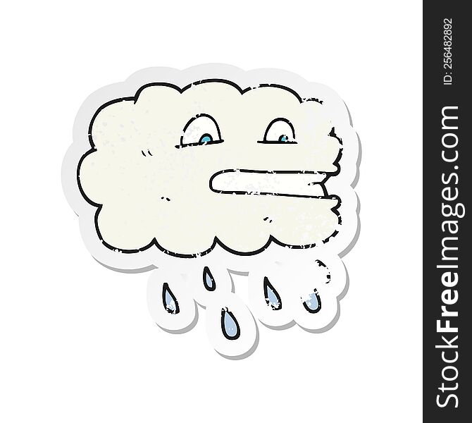 Retro Distressed Sticker Of A Cartoon Rain Cloud