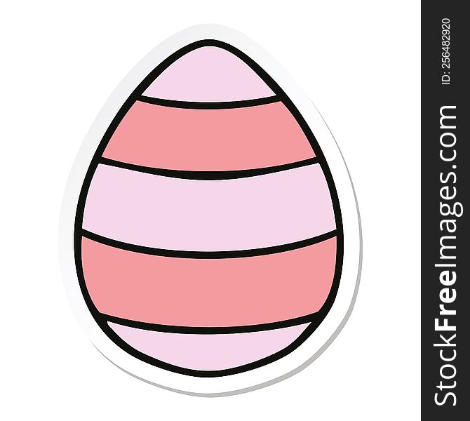 sticker of a quirky hand drawn cartoon easter egg
