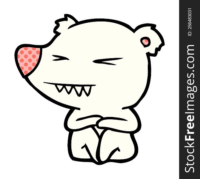 angry polar bear cartoon sitting. angry polar bear cartoon sitting