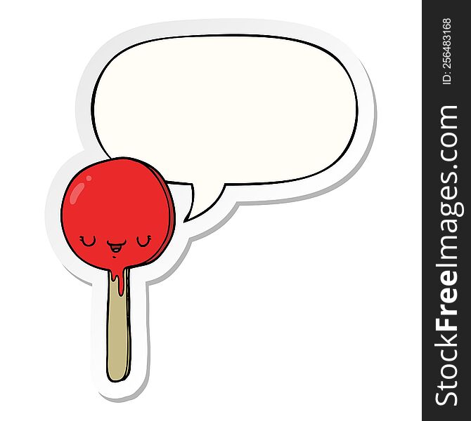 Cartoon Candy Lollipop And Speech Bubble Sticker