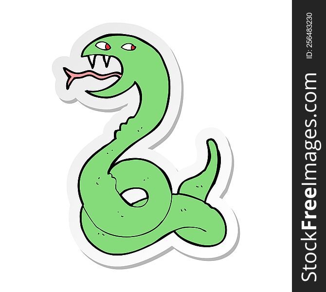 Sticker Of A Cartoon Hissing Snake