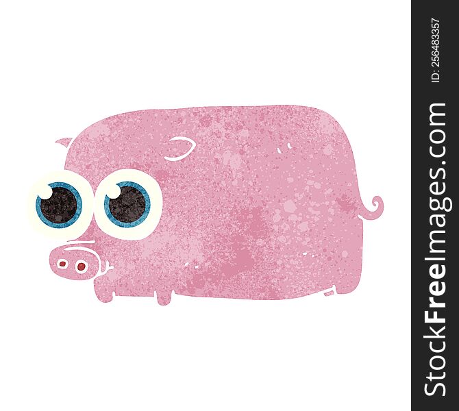 Retro Cartoon Piglet With Big Pretty Eyes