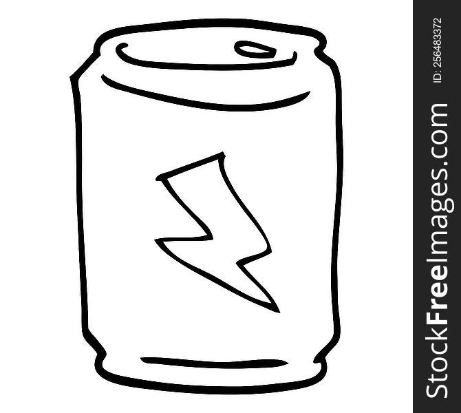 line drawing cartoon of a can of energy drink