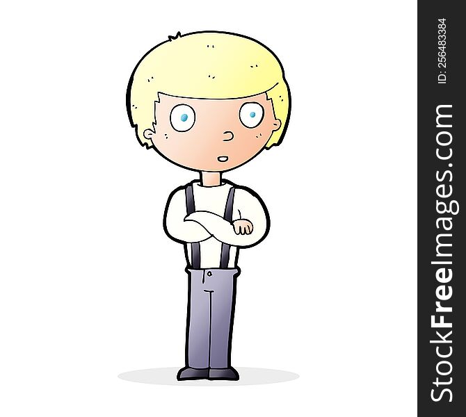 Cartoon Staring Boy With Folded Arms