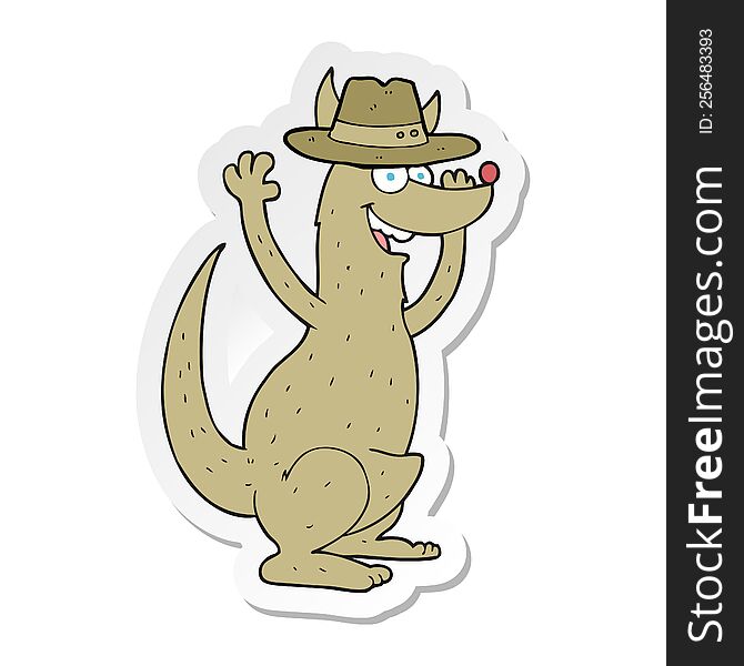 Sticker Of A Cartoon Kangaroo