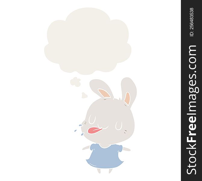 Cartoon Rabbit And Thought Bubble In Retro Style