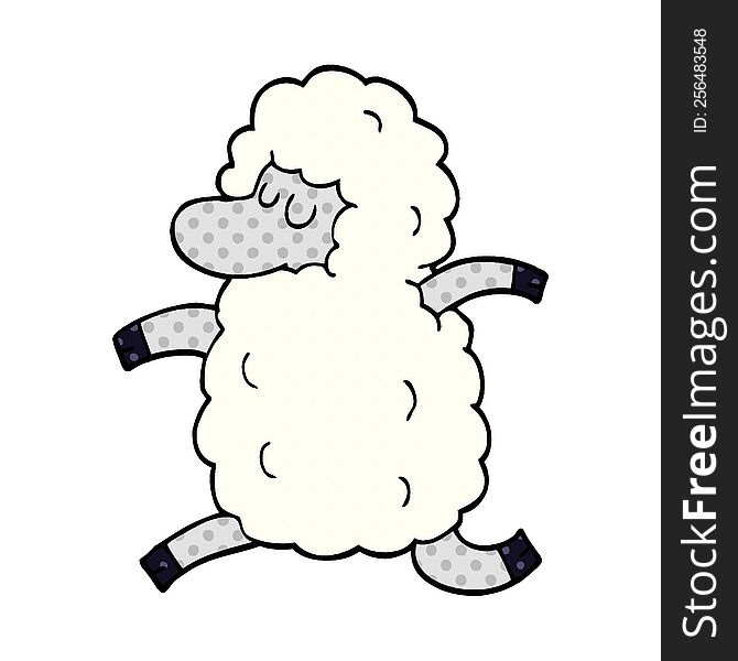 cartoon doodle sheep running