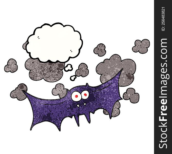 freehand drawn thought bubble textured cartoon vampire bat