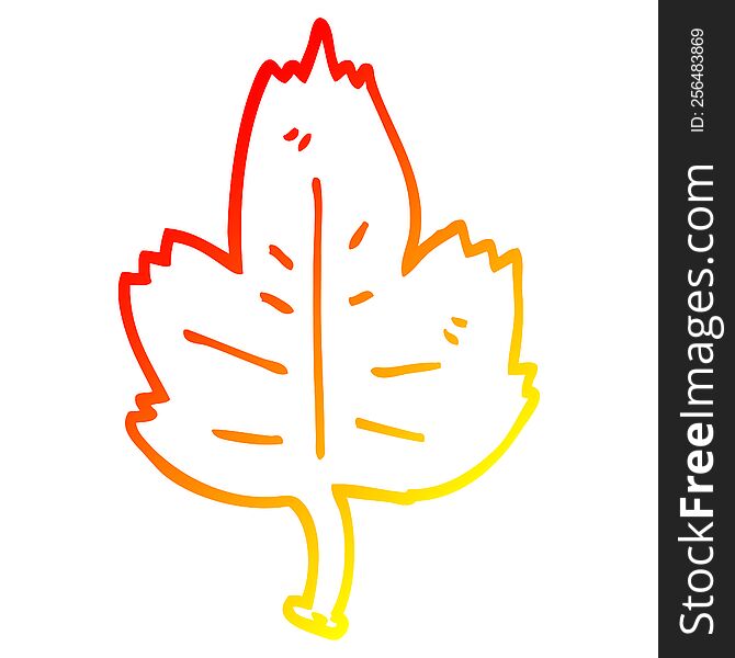 Warm Gradient Line Drawing Cartoon Leaf
