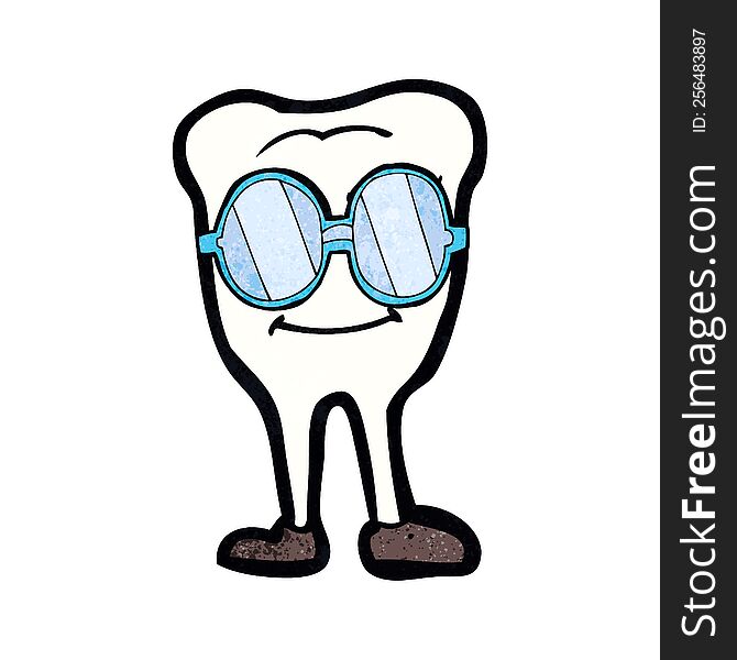 cartoon tooth wearing spectacles