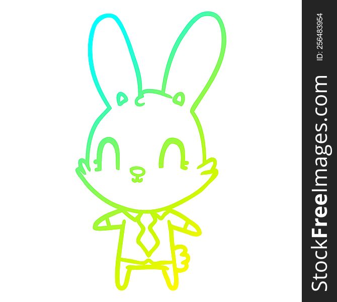 Cold Gradient Line Drawing Cute Cartoon Rabbit In Shirt And Tie