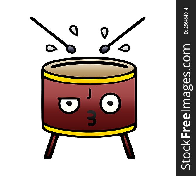 gradient shaded cartoon of a drum. gradient shaded cartoon of a drum