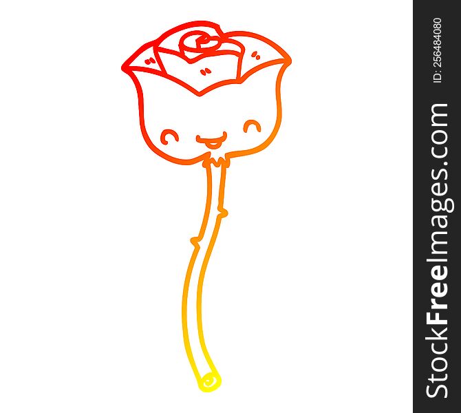 warm gradient line drawing of a cartoon rose