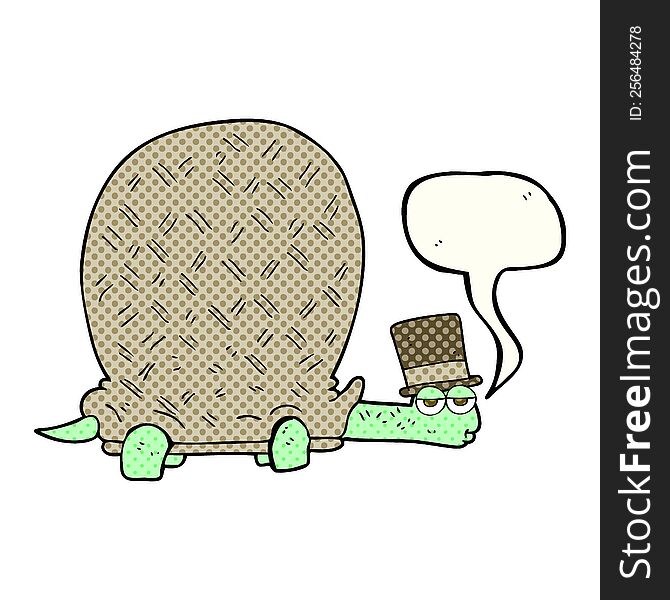 freehand drawn comic book speech bubble cartoon tortoise