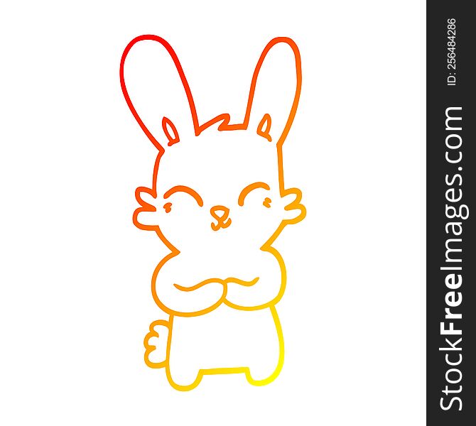 warm gradient line drawing of a cute cartoon rabbit