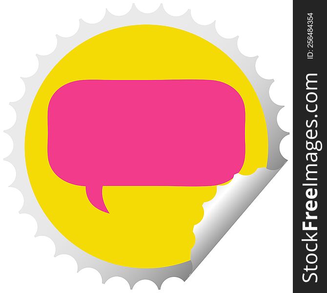 Circular Peeling Sticker Cartoon Speech Bubble