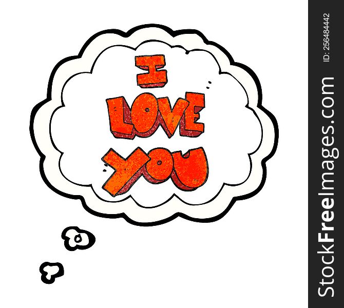 I love you thought bubble textured cartoon symbol