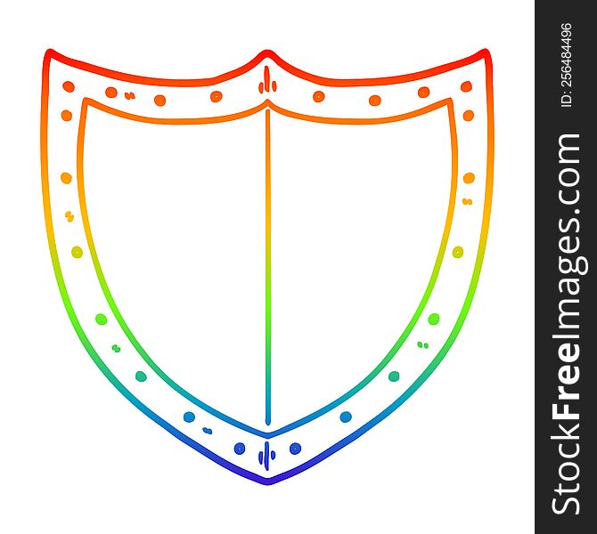 Rainbow Gradient Line Drawing Cartoon Shield