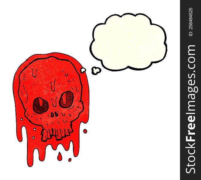 Cartoon Bloody Skull With Thought Bubble