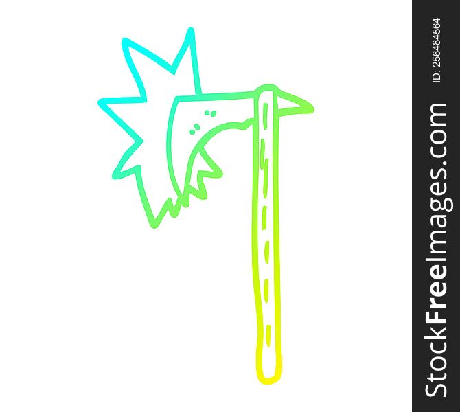 Cold Gradient Line Drawing Cartoon Viking Axe