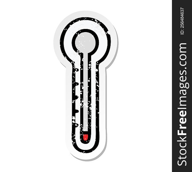 distressed sticker of a cute cartoon glass thermometer