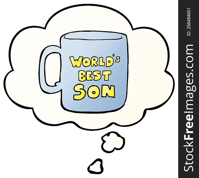 worlds best son mug with thought bubble in smooth gradient style