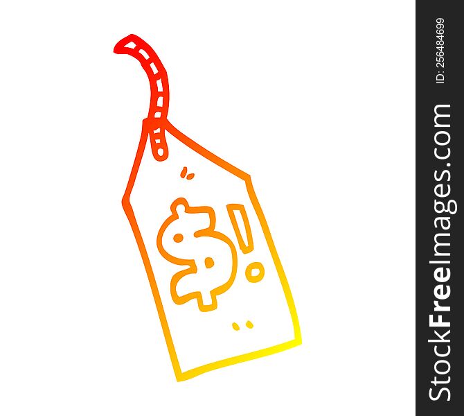 warm gradient line drawing of a cartoon price label