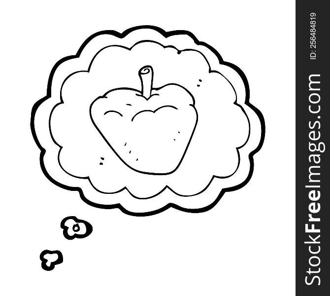 freehand drawn thought bubble cartoon organic apple
