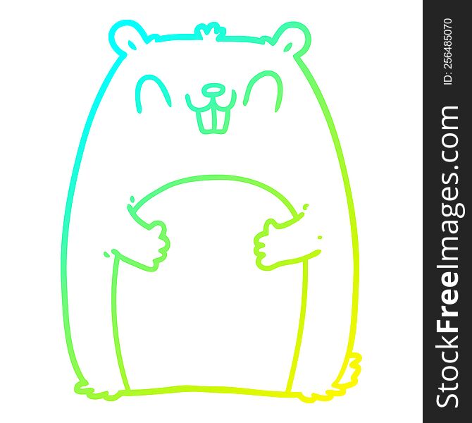 cold gradient line drawing of a cartoon happy gopher