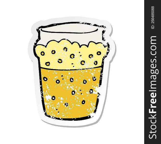 retro distressed sticker of a cartoon glass of beer