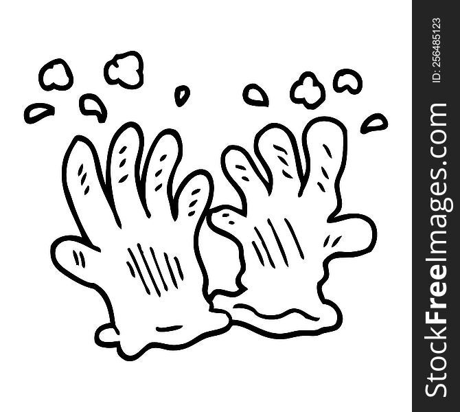 line drawing cartoon sterile gloves
