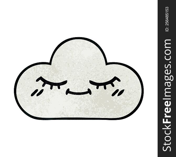 retro grunge texture cartoon of a white cloud
