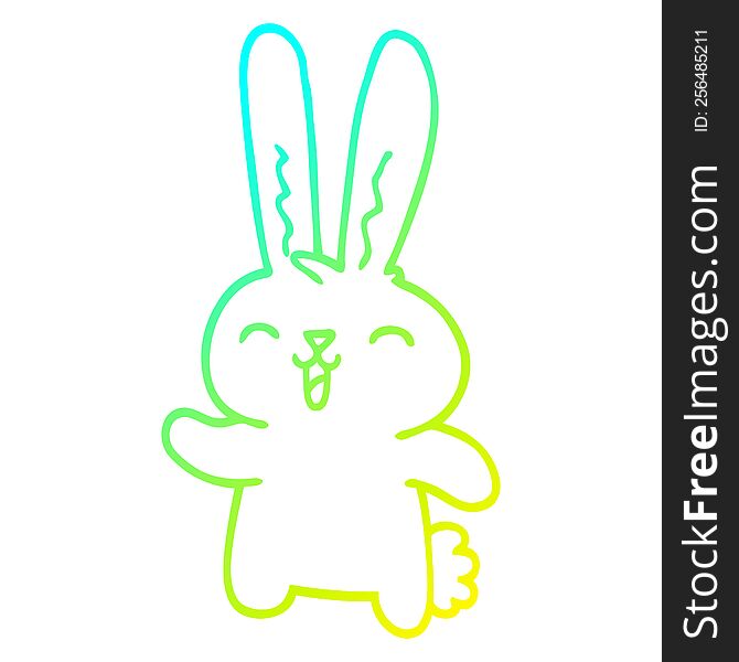 Cold Gradient Line Drawing Cartoon Jolly Rabbit