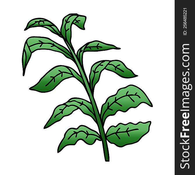 gradient shaded quirky cartoon vine leaves. gradient shaded quirky cartoon vine leaves