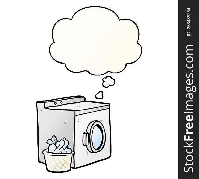 Cartoon Washing Machine And Thought Bubble In Smooth Gradient Style