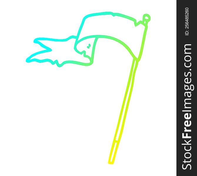 Cold Gradient Line Drawing Cartoon Waving Flag