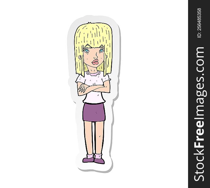 Sticker Of A Cartoon Woman Standing