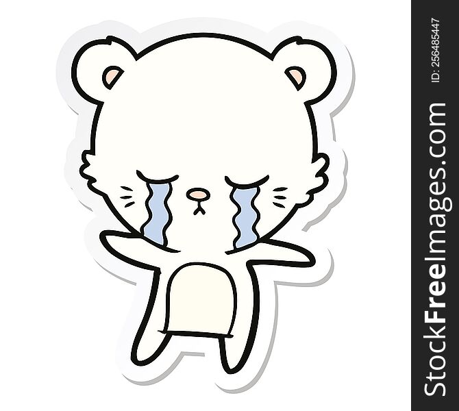 Sticker Of A Crying Cartoon Polarbear