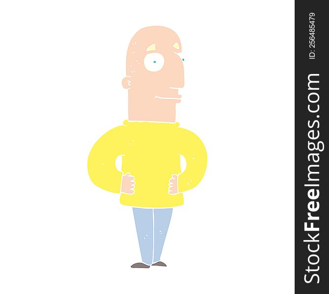Flat Color Illustration Of A Cartoon Content Man