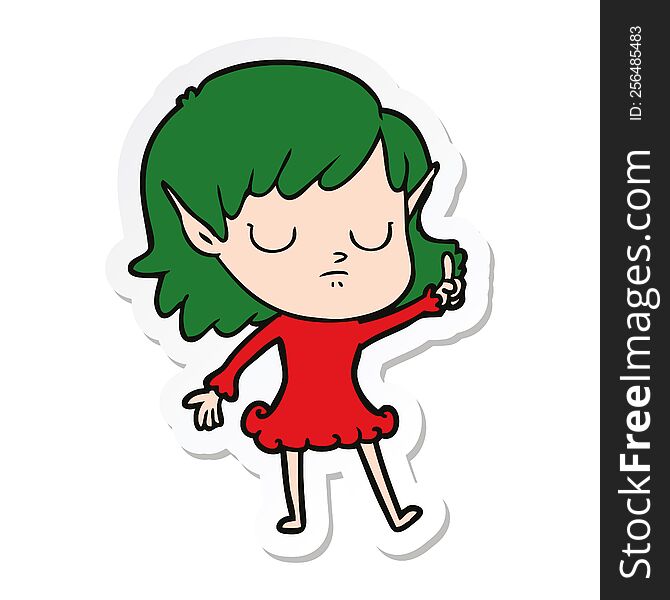 sticker of a cartoon elf girl