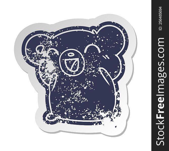 Distressed Old Sticker Kawaii Cute Teddy Bear