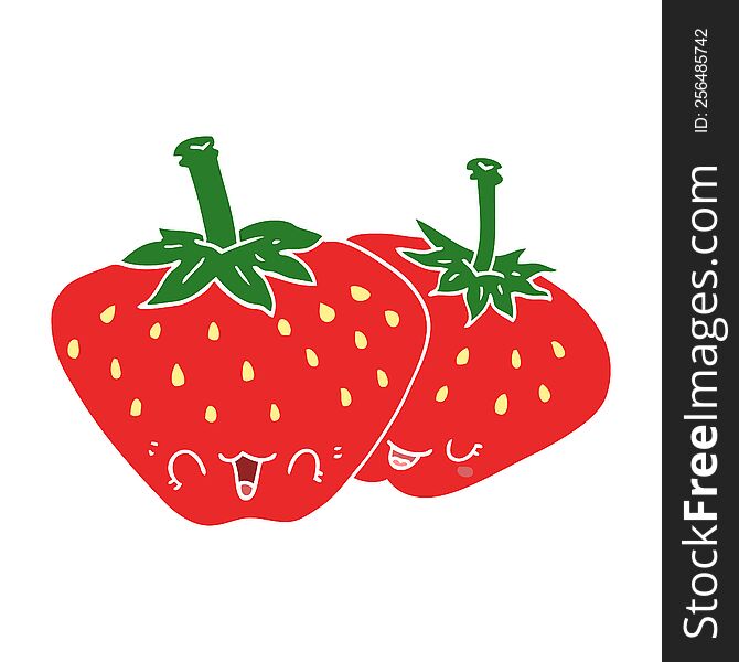 flat color style cartoon strawberries