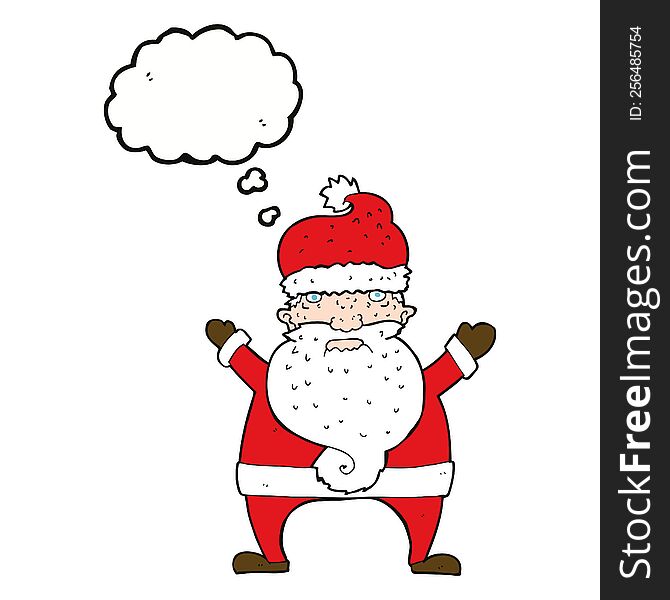 Cartoon Ugly Santa Claus With Thought Bubble