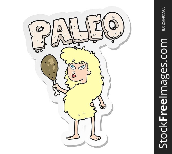 sticker of a cartoon woman on paleo diet