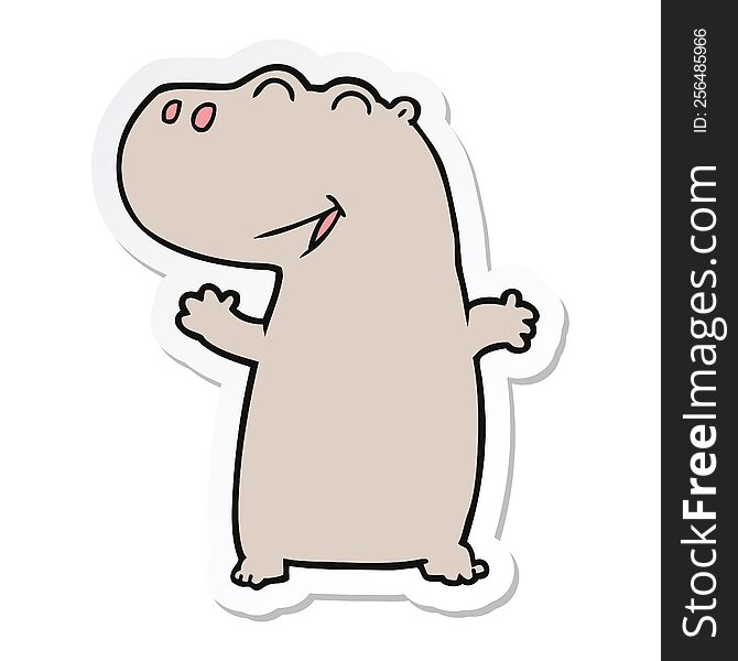 sticker of a cartoon hippopotamus