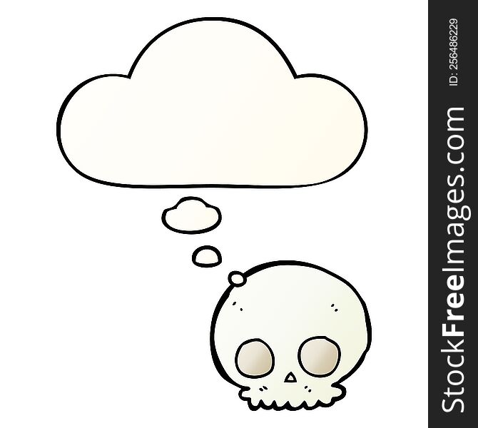 Cartoon Skull And Thought Bubble In Smooth Gradient Style