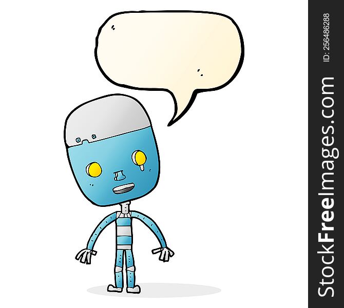 Cartoon Sad Robot With Speech Bubble